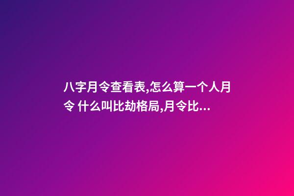 八字月令查看表,怎么算一个人月令 什么叫比劫格局,月令比劫定格局,八字得月令表-第1张-观点-玄机派
